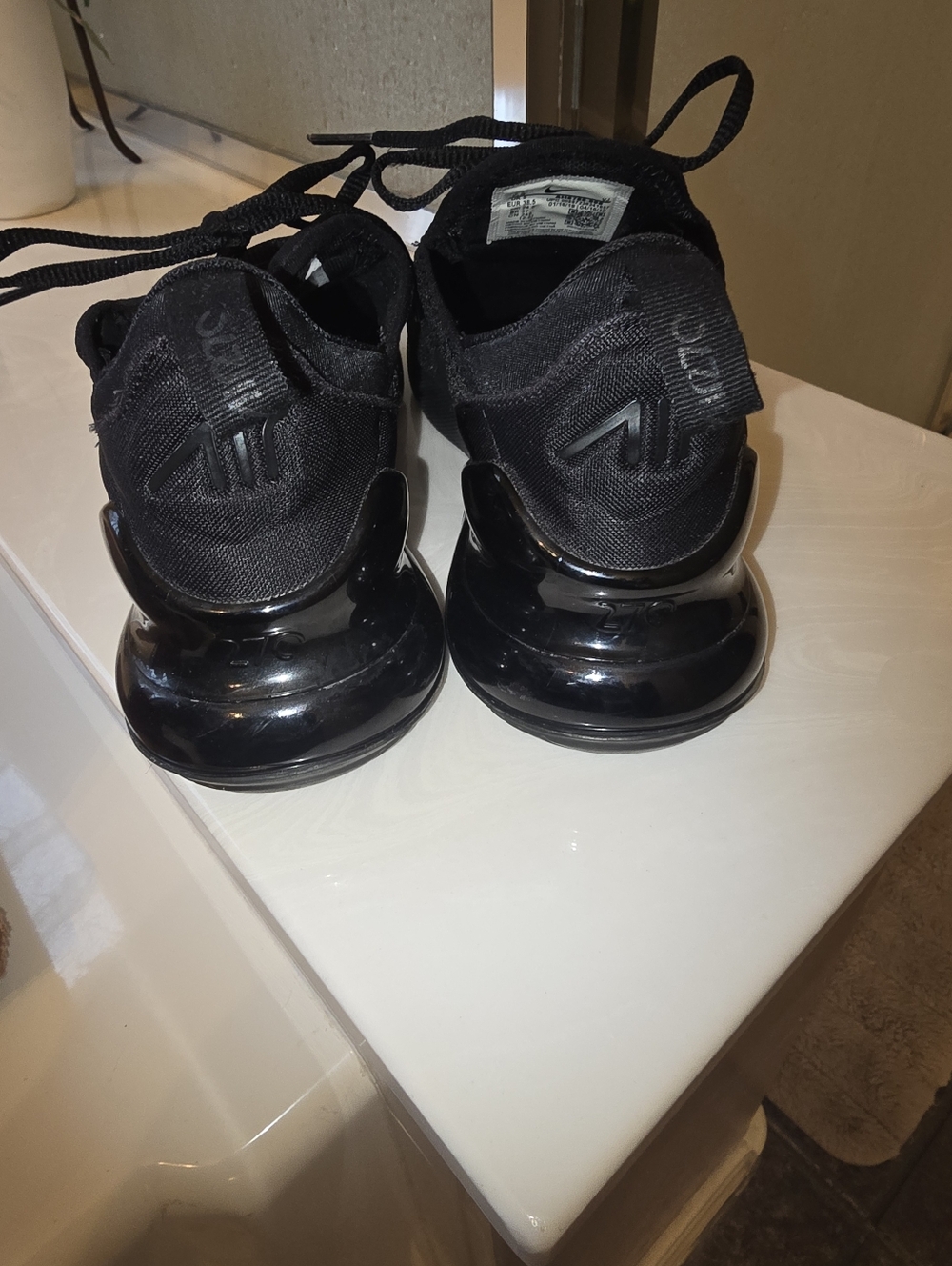 Nike Air Max 270 React Triple Black Women's Sneakers - Picture 3 of 5